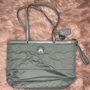 Coach Grey Vinyl Tote. Excellent condition.